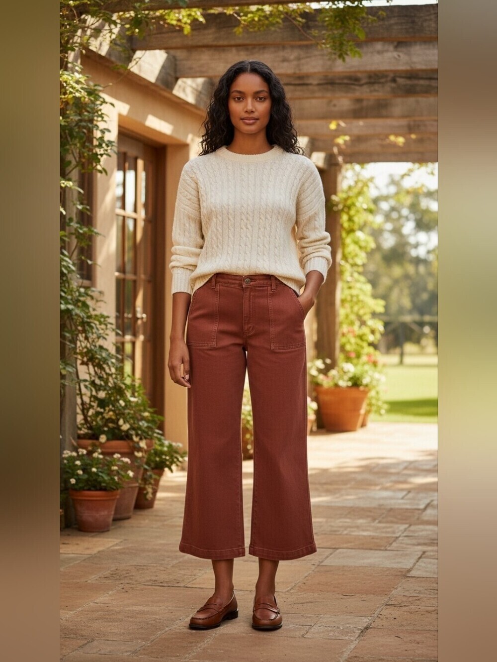 Universal Thread Women's Rust Wide Leg Cotton Pants Size 10